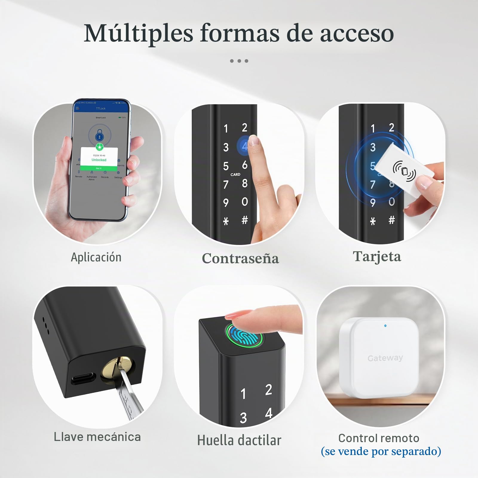 Ruveno Cerradura de puerta inteligente resistente a la intemperie con asa: entrada sin llave de huellas dactilares - Cerradura de puerta de código digital para puerta de madera de aluminio - Cerrojo