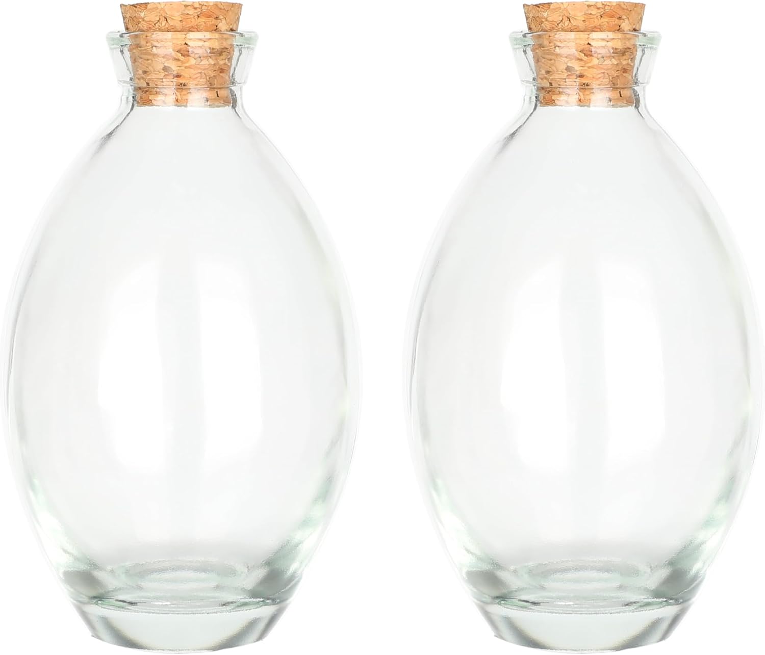 Magic Season Decorative Glass Bottles with Cork Stoppers (6 fl oz. Oblate Bottles Bottles/Set of 2)