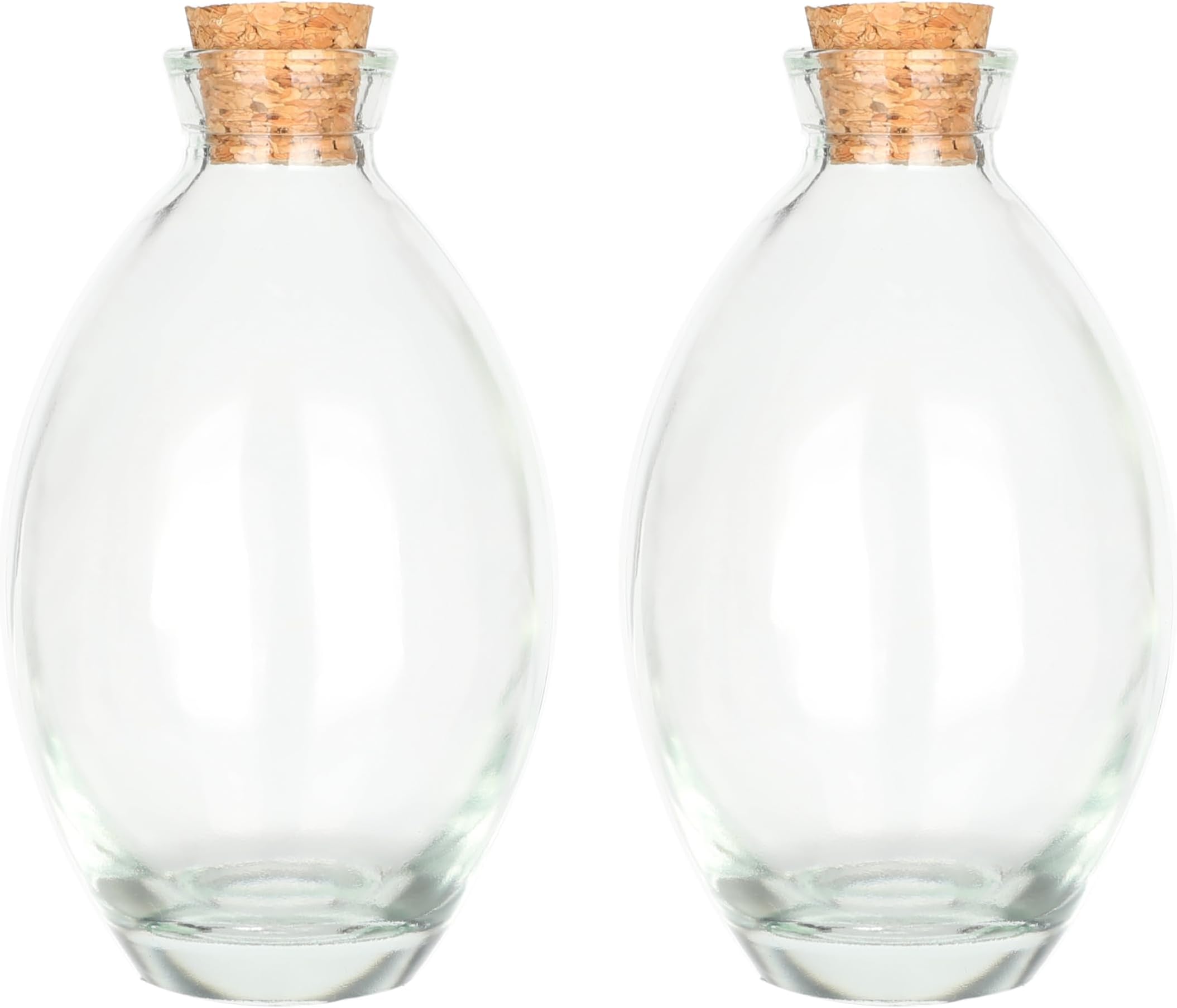 Magic Season Decorative Glass Bottles with Cork Stoppers (6 fl oz. Oblate Bottles Bottles/Set of 2)