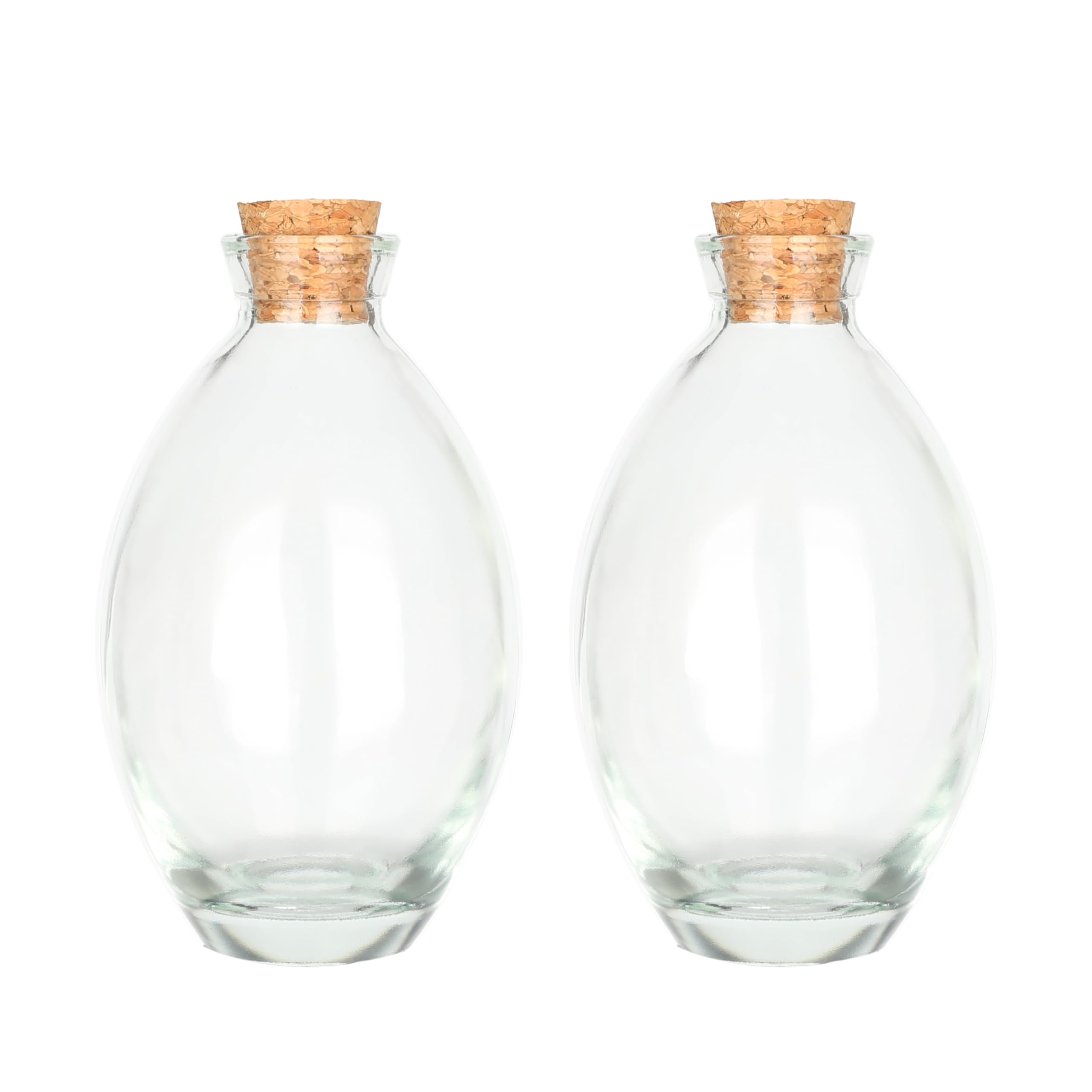 Magic Season Decorative Glass Bottles with Cork Stoppers (6 fl oz. Oblate Bottles Bottles/Set of 2)