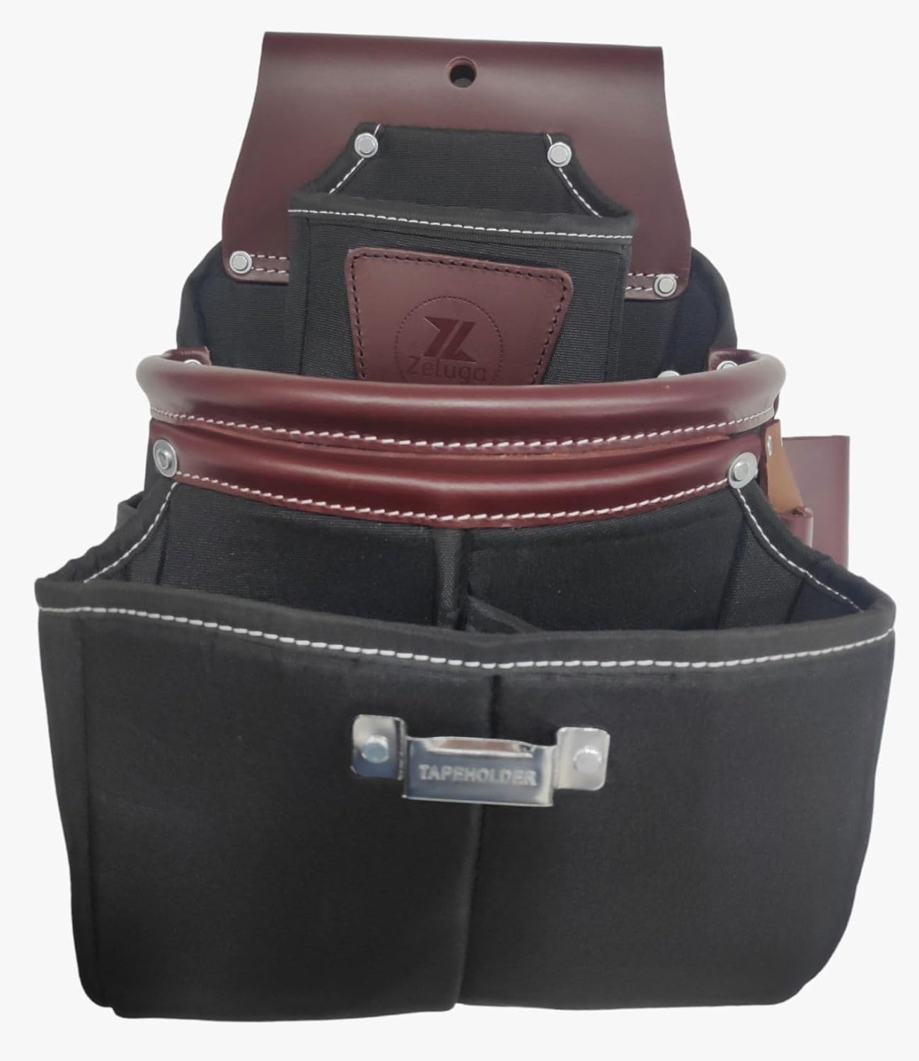 20-171 100% Leather Tool Belt, Bag, Carpenter, Construction, Framers, Handyman and Electrician Tool Bag Set, Brown