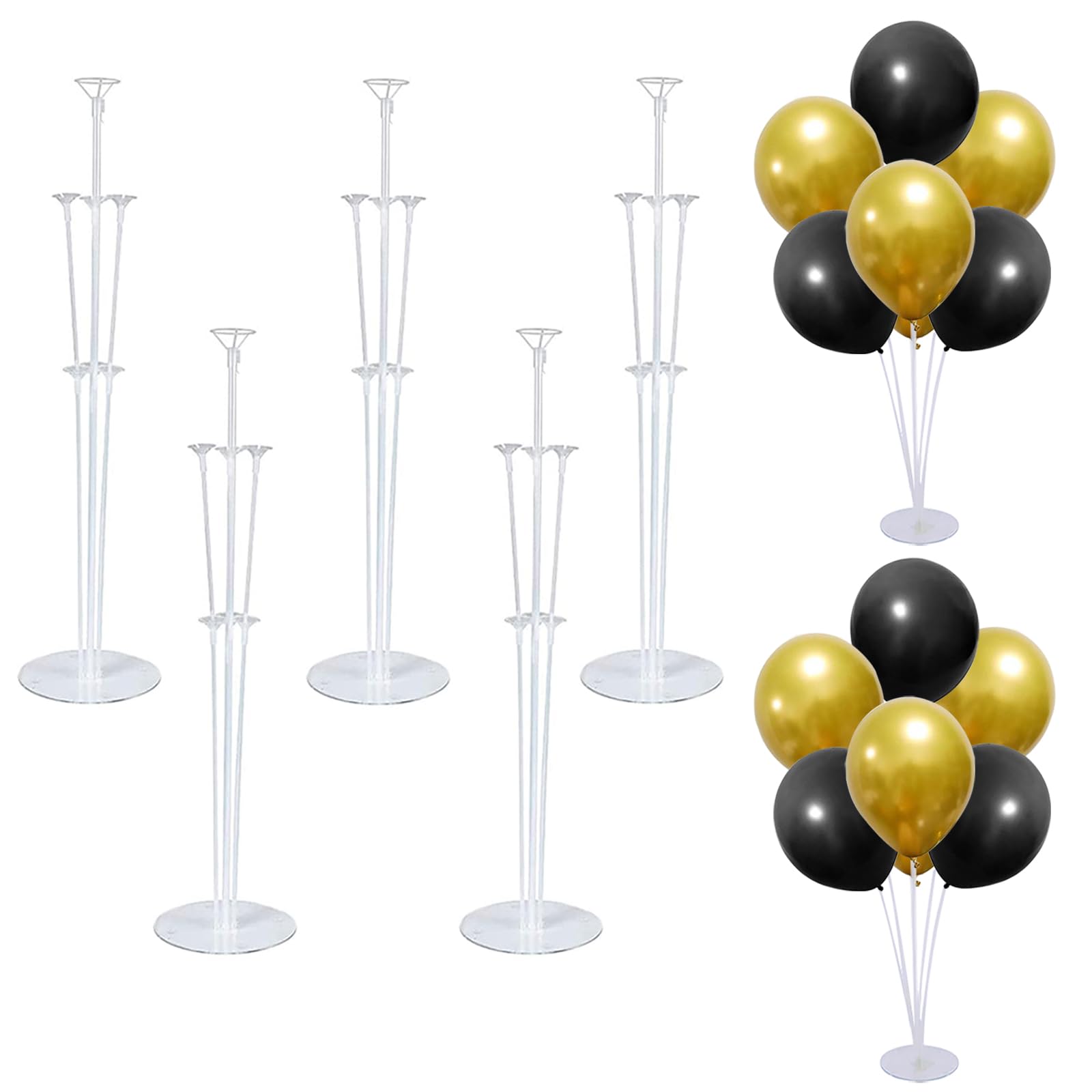 5 Set Balloon Stand Kit - Balloon Sticks With Base for Table Balloon Centerpiece Decorations for Birthday Graduation Gender Reveal Baby Shower Party