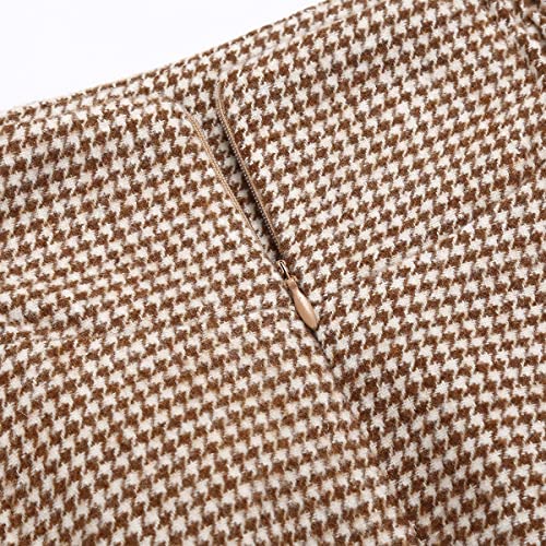 Image of IDEALSANXUN Women's Fall Winter High Waisted Wool Plaid A-line Long Skirt
