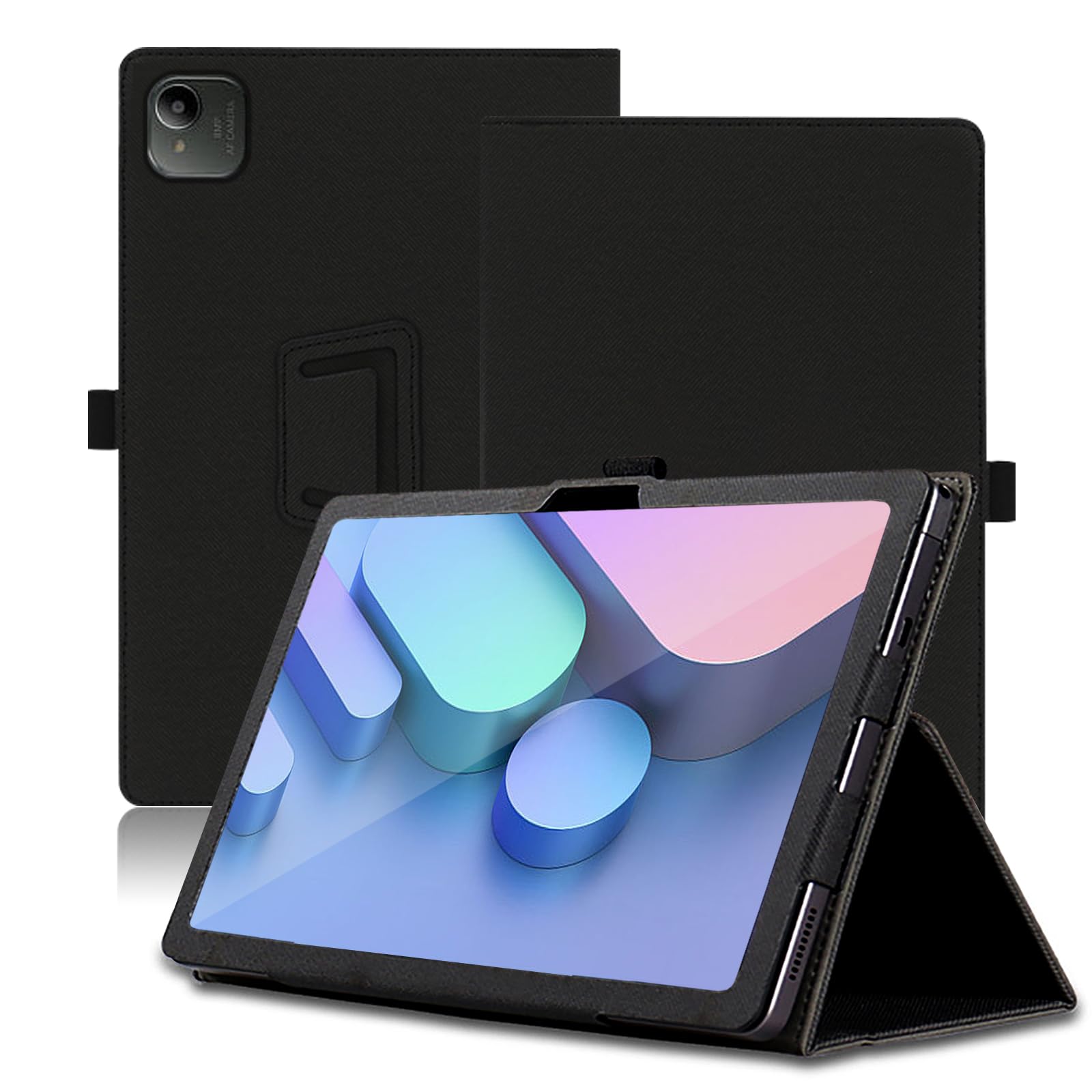 Custodia per Acer Iconia Tab V11-21M 10.9 Pollici, Cover Tablet Acer Iconia Tab V11-21M, Copertura Protettiva Pieghevole con Supporto per Matita e Cinturino da Polso, Protezione Completa. (Nero)