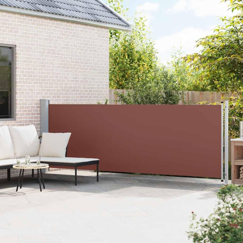 Retractable Side Awning, 55.1 x 236.2 Inch Patio Privacy Screen, Brown Polyester Shade Divider for Garden, Balcony, Deck, and Terrace