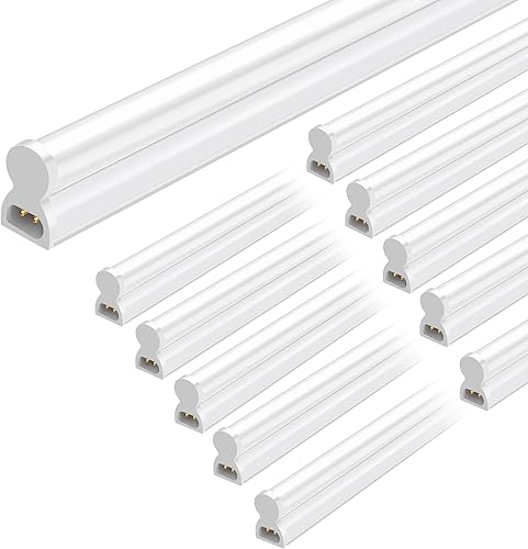 hykolity Paquete de 10 luces LED para tienda de 4 pies, accesorio único integrado T5, 22 W, 2200 lm, 6500 K blanco súper brillante, luz de tienda