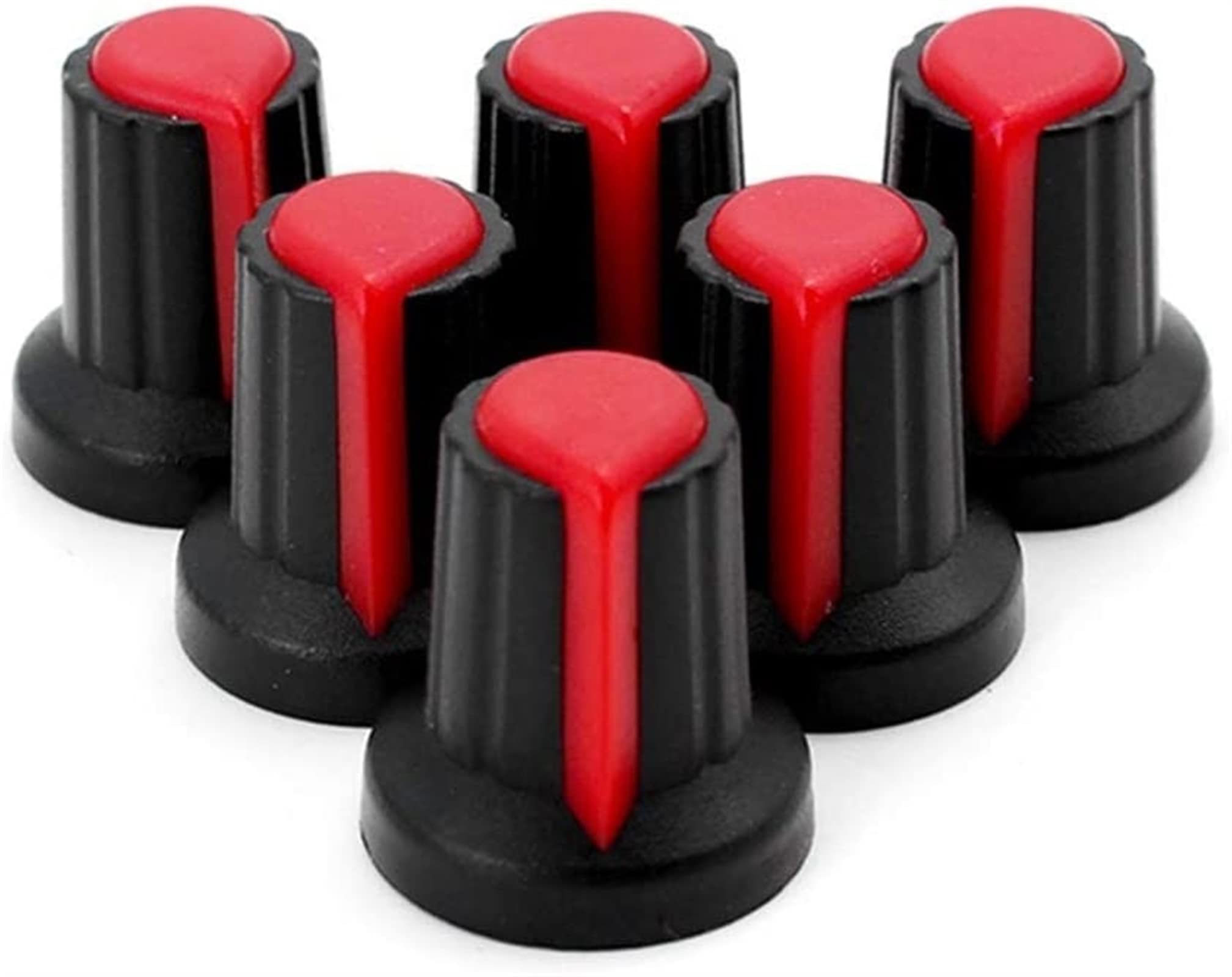 Accesorios de bricolaje Codificador rotatorio 5 unids/lote potenciómetro de película de carbono WH148 15mm 3 pines + Kit de tapa de perillas de interruptor giratorio rojo B1K 2K 5K 10K 20K 50K 100K 25
