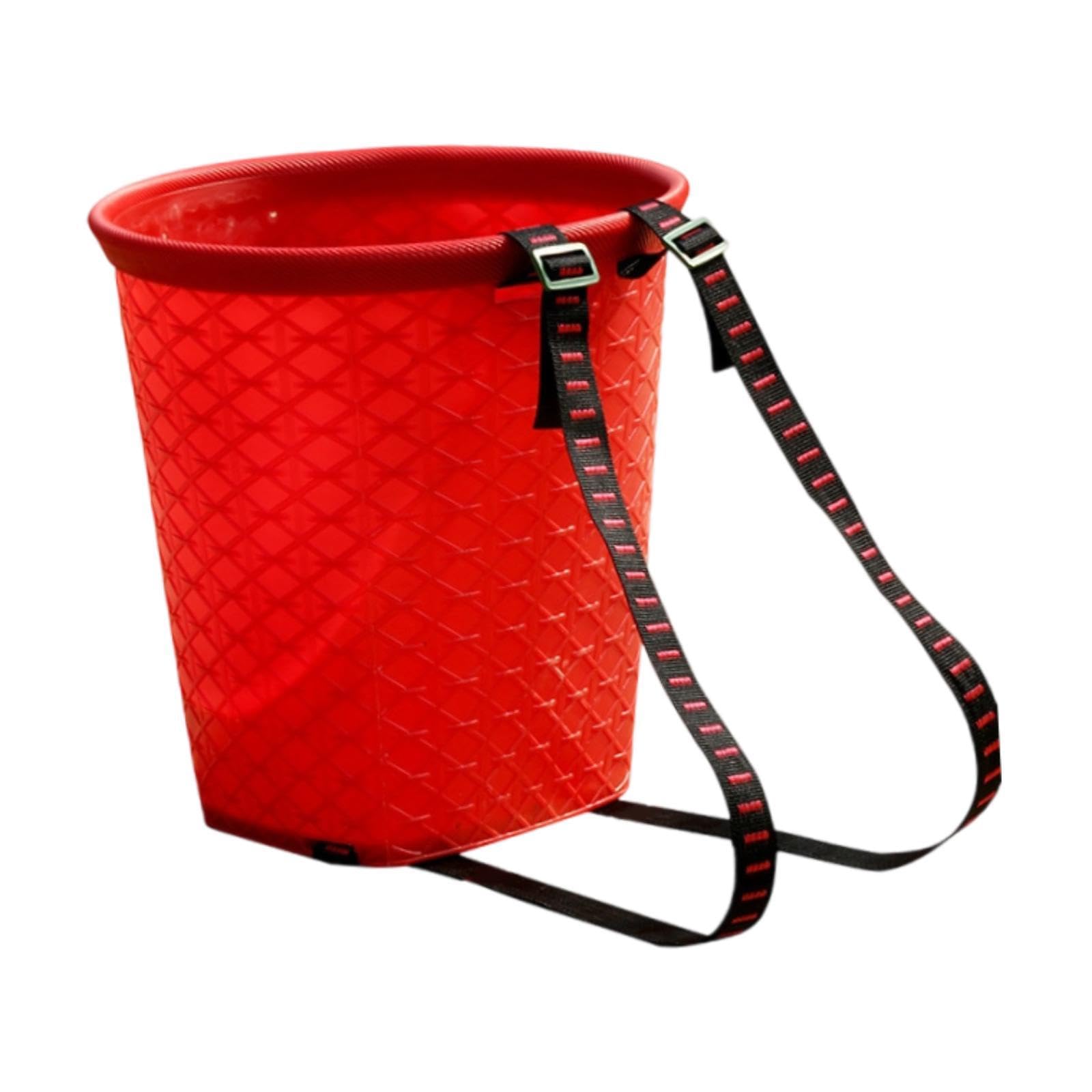 Cestino posteriore per acqua, secchio agricolo portatile per raccolta frutteto, con cinghie, per shopping, escursionismo, pesca, picnic, rosso