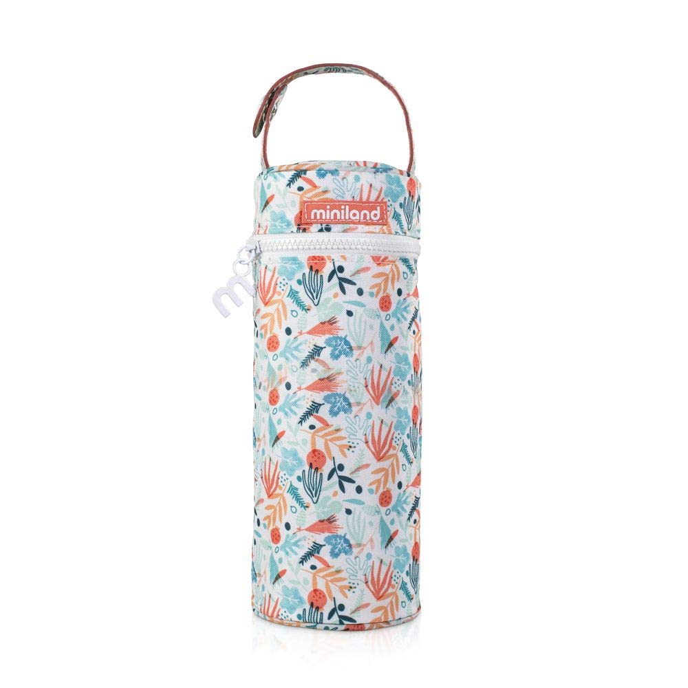 Miniland Thermibag 350 ml. Custodia isotermica con manico per appenderla e trasportarla facilmente. Ideale per biberon o termos. Collezione Mediterranean.