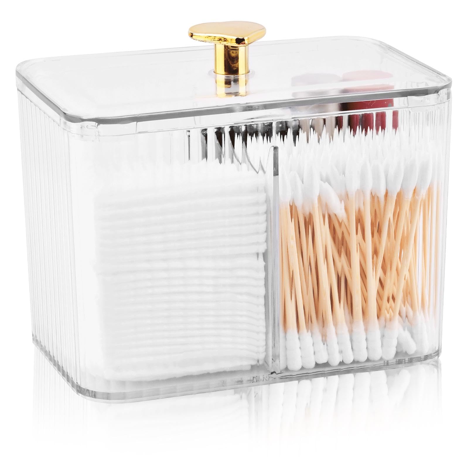 Qtip Holder Dispenser Clear Bathroom Organizer Accessories Clear Swab Holder for Cotton Ball Cotton Swab Vanity Makeup Organizer