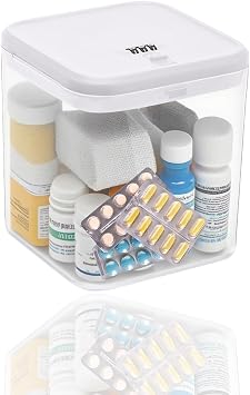 Sightday Lockable Storage Box,Medicine Storage Box Transparent And Visible,Cell Phone Lock Box,Combination Lock Box For Kitchen/Home/School/Fridge/Office/Personal/TravelWhite/14.1 * 14.1 * 16CM