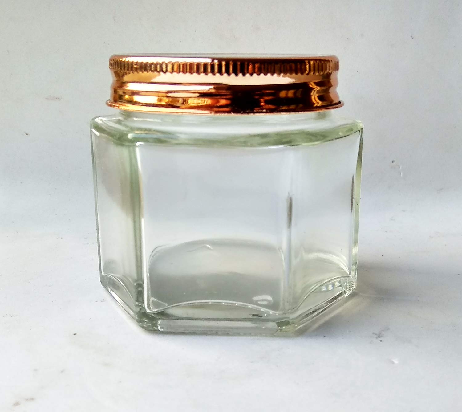 GIFTBASH HEXAGONAL Storage Glass Jar with Metal Screw Cap, Set of 4Pcs, 100 ml Each, Transparent | BPA Free | Storage Jar | Kitchen Organizer | Air Tight | Modular | Multipurpose Jar