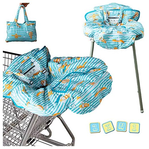 2-in-1 Baby Shopping Cart Cover | Restaurant High Chair Cover | 360 Full Protection | Machine Washable | Universal Fit | for Infant, Toddler, Girls and Boys