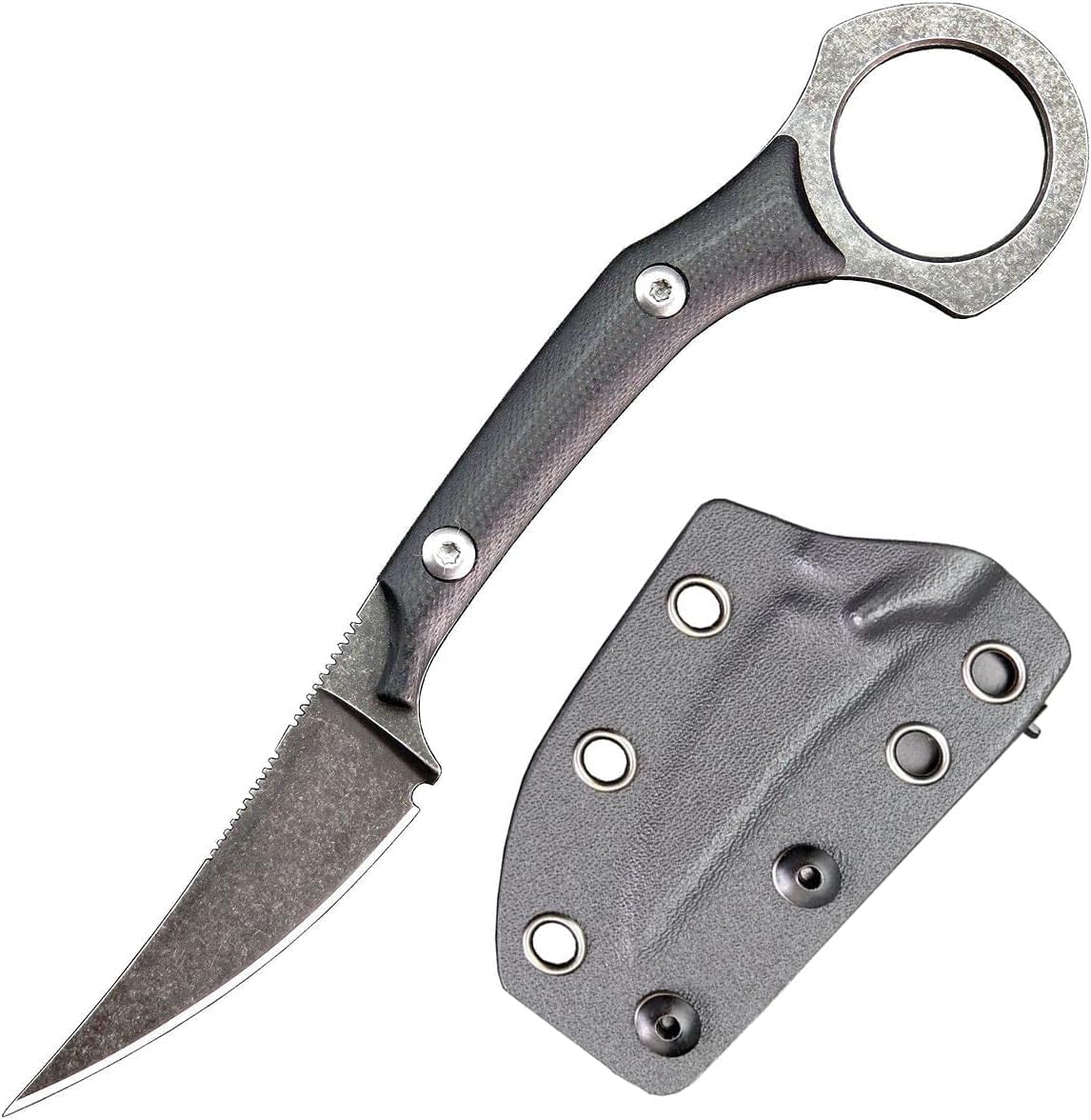 Gtkii Gtk150 Fixed Blade Knife, D2 Steel Blade G10 Handle EDC Tool Knife for Outdoor Camping Hiking(Black)