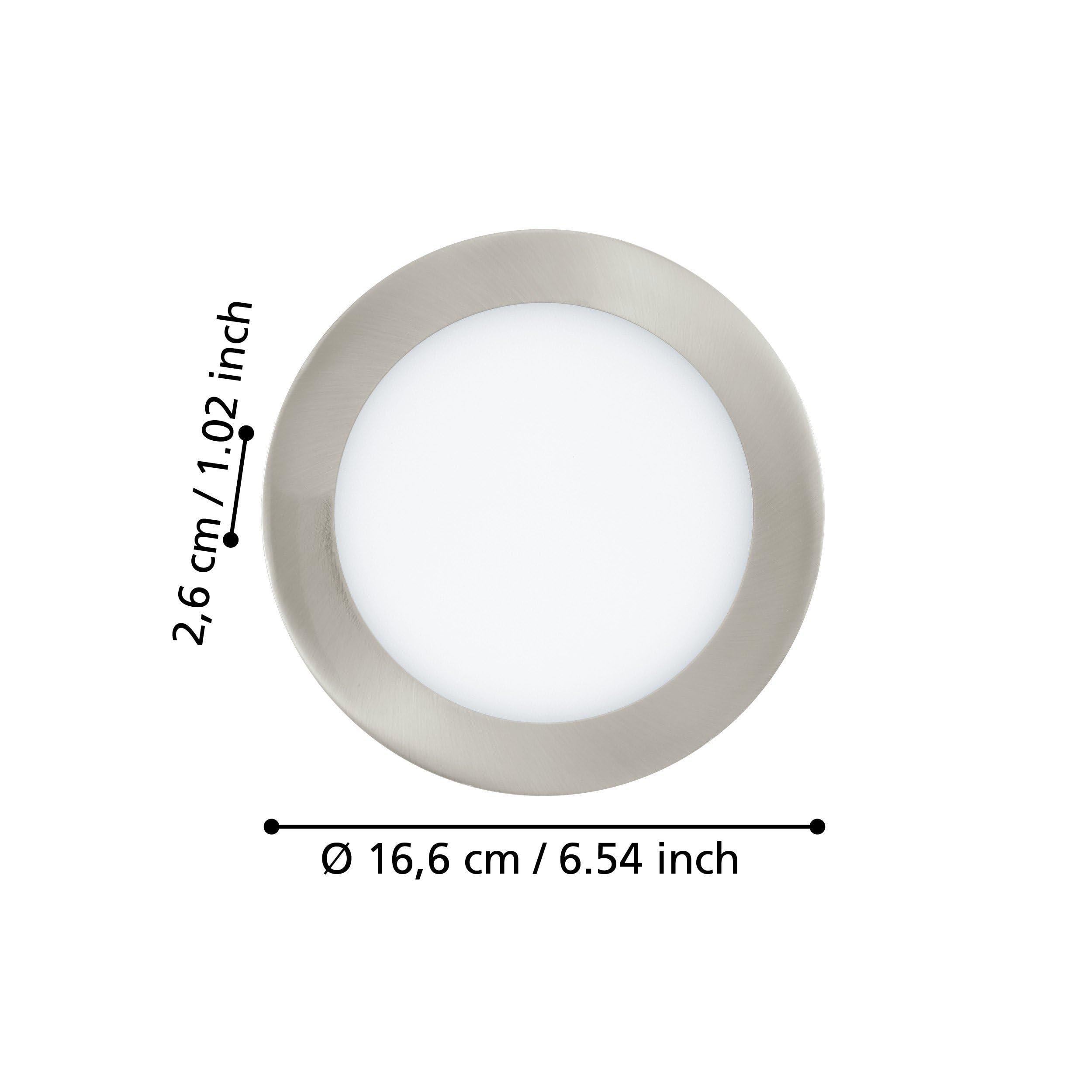 Eglo LED spot encastrable Fueva 5, Ø 16,6 cm, spot LED en acier avec surface lumineuse en plastique, encastré nickel mat, blanc, faible profondeur 26 mm, lumière blanc neutre