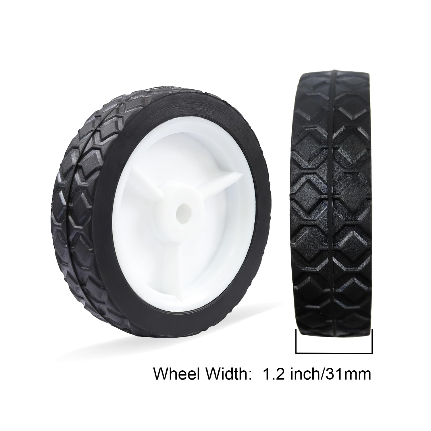 2 x gumowe kółko uniwersalne koło zapasowe 125 mm na wózek, średnica otworu osi 10,0 mm