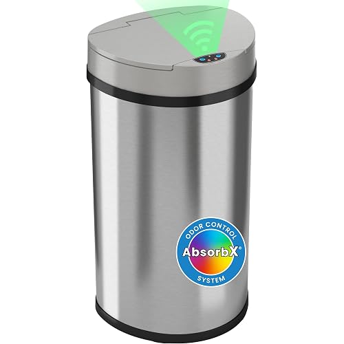 iTouchless 50 Liter/ 13 Gallon Slim Kitchen Trash Can with Lid, Deodorizer