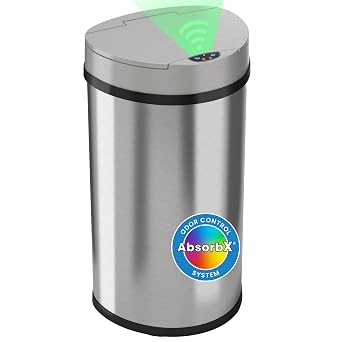 iTouchless 50 Liter/ 13 Gallon Slim Kitchen Trash Can with Lid, Deodorizer