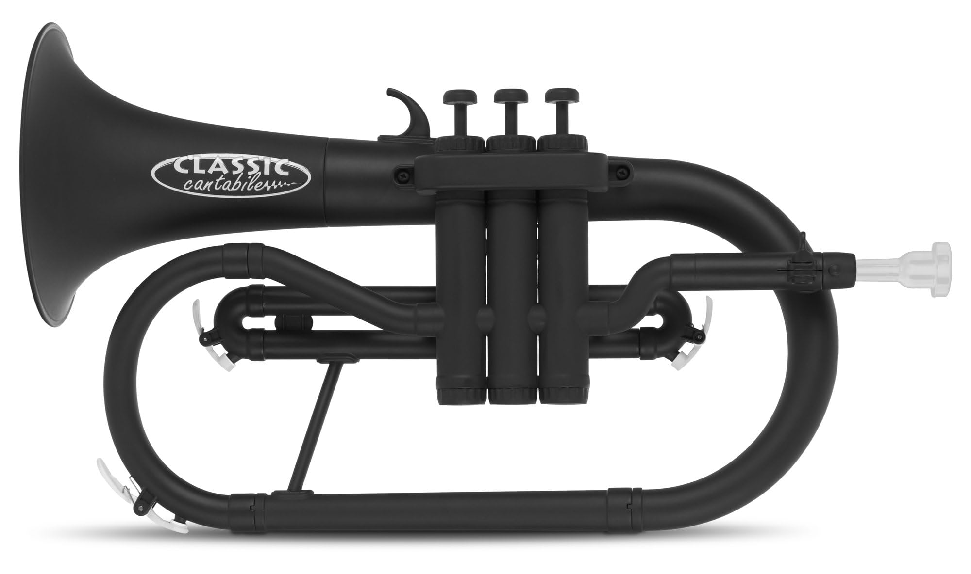 Classic Cantabile MardiBrass Flugelhorn De Plástico ABS - Válvulas Perinet - 600g Ligero - Diámetro: 11,5 mm - Incluye Boquilla y Funda - Mate Negro
