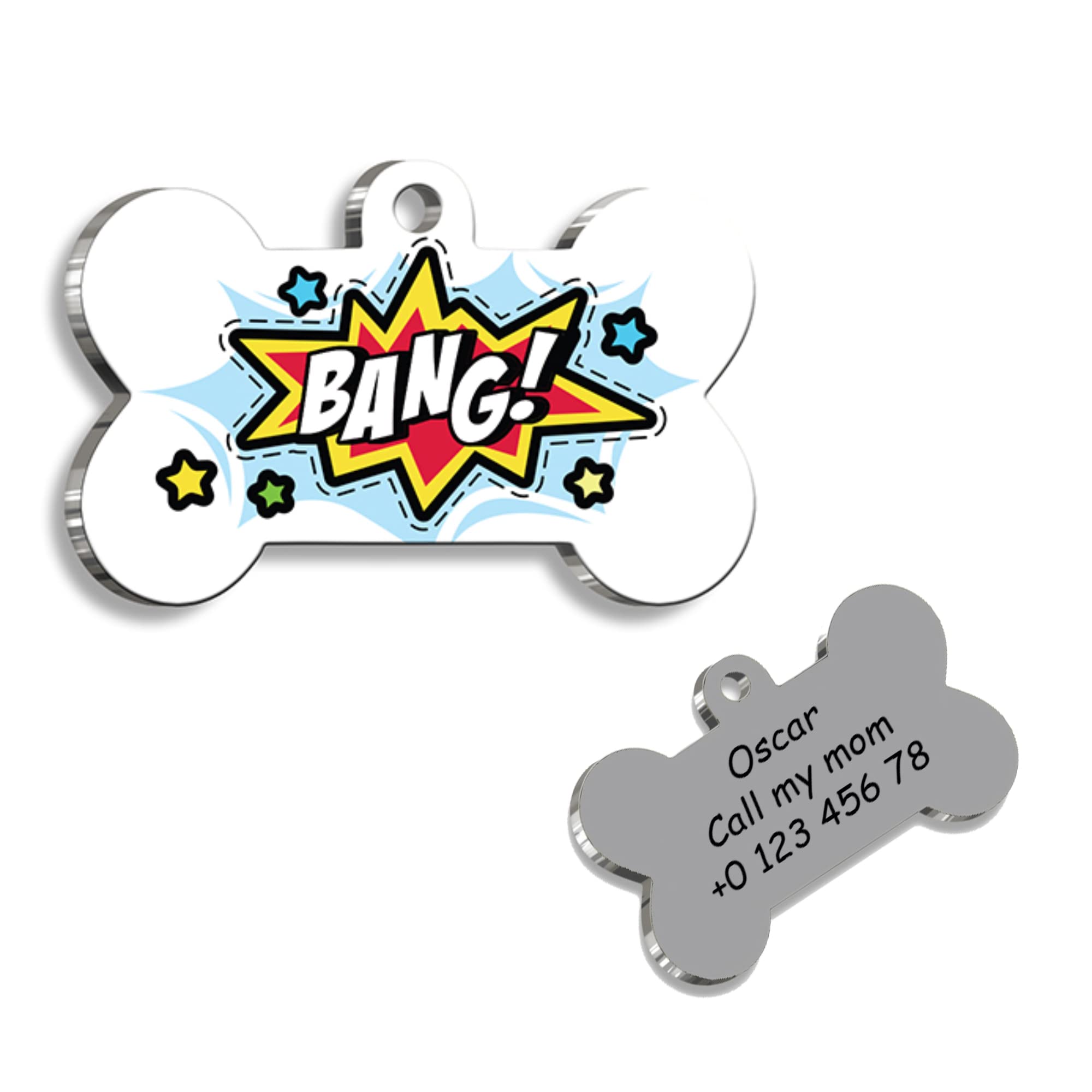 BANG Personalized Dog Tag - Custom Name Tag - ID Tag for Dog & Cat - Customized Pet Tags - Dog & Cat Name id Tag - Dog Name Tag - Engraved Dog Tag