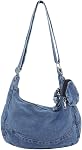 Andiker Denim Crossbody Sac pour femmes, Vintage Denim Sacs moyens avec bandoulière réglable Détachable Mini Sac à monnaie
