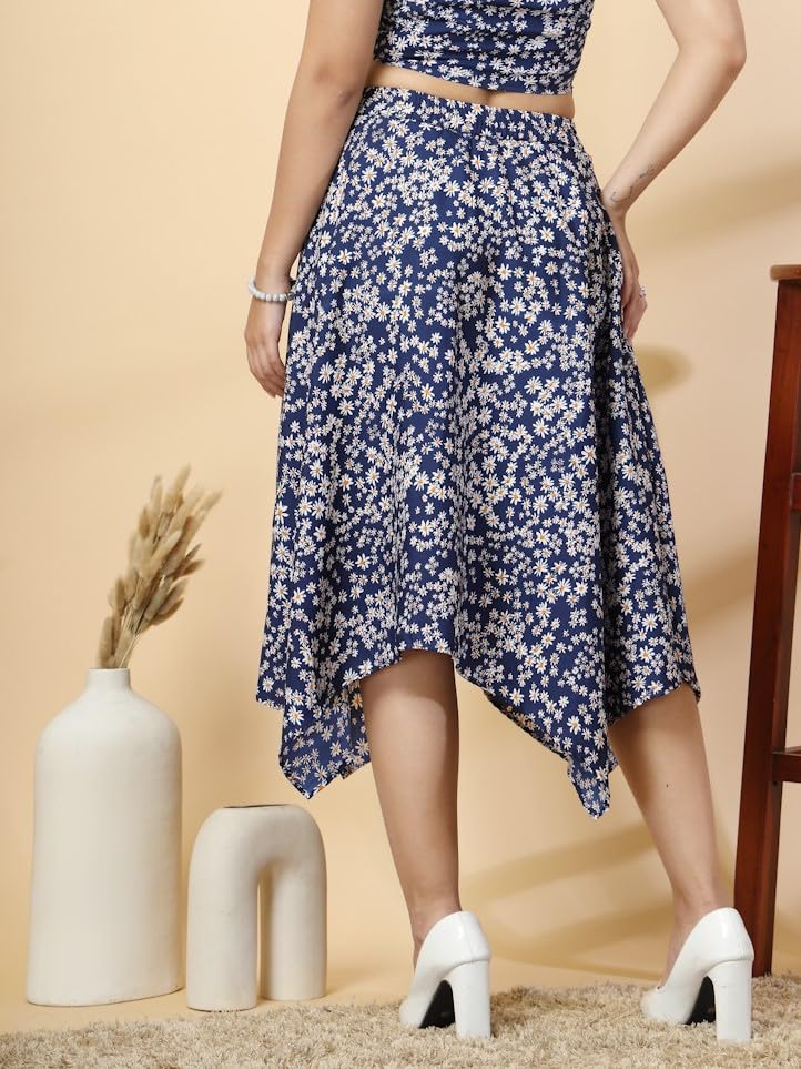 Image of OOMPH! Long Skirts for Women with Handkerchief Hem