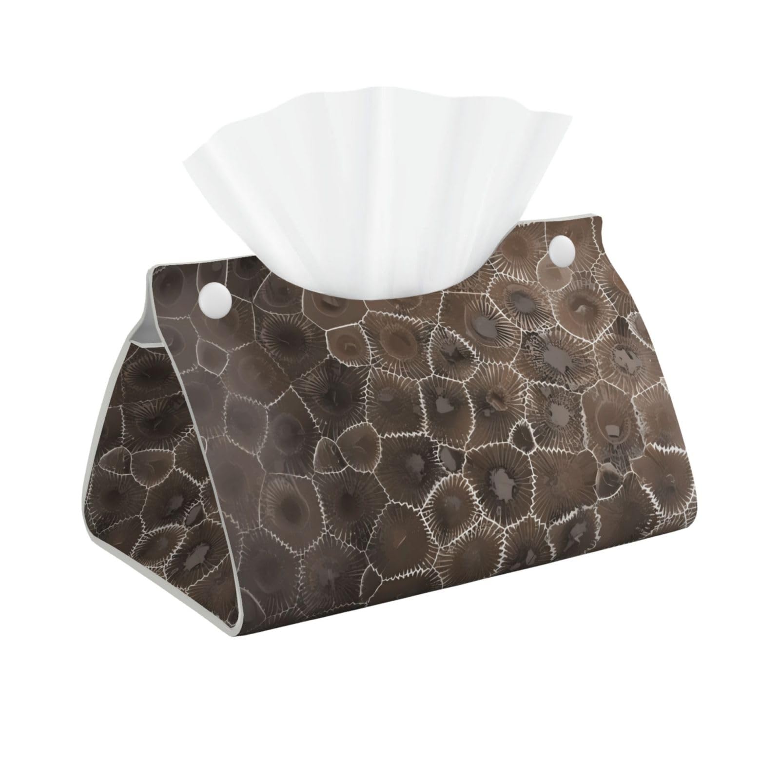 Petoskey Stone Print Long Tissue Box Cover Holder Foldable Leather Organizer for Vanity, Nightstand, Desk & Bathroom