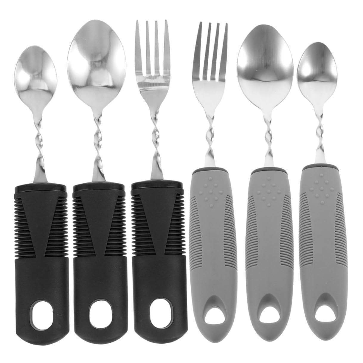 Cubiertos Portátiles 6 Piezas Mango Antideslizante y Plegable de Acero Inoxidable para Personas Mayores y Discapacidad, Utensilios Adaptables para Alimentación Diaria y Rehabilitación