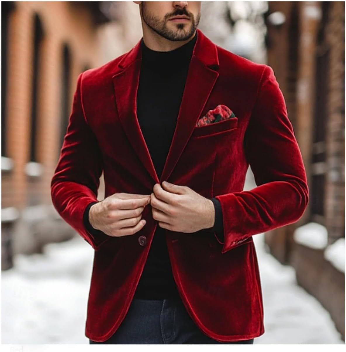 Men's Velvet Blazer Notched Lapel Velour Suit Jacket Two Button Tuxedo Jackets for Wedding Prom Party Dinner