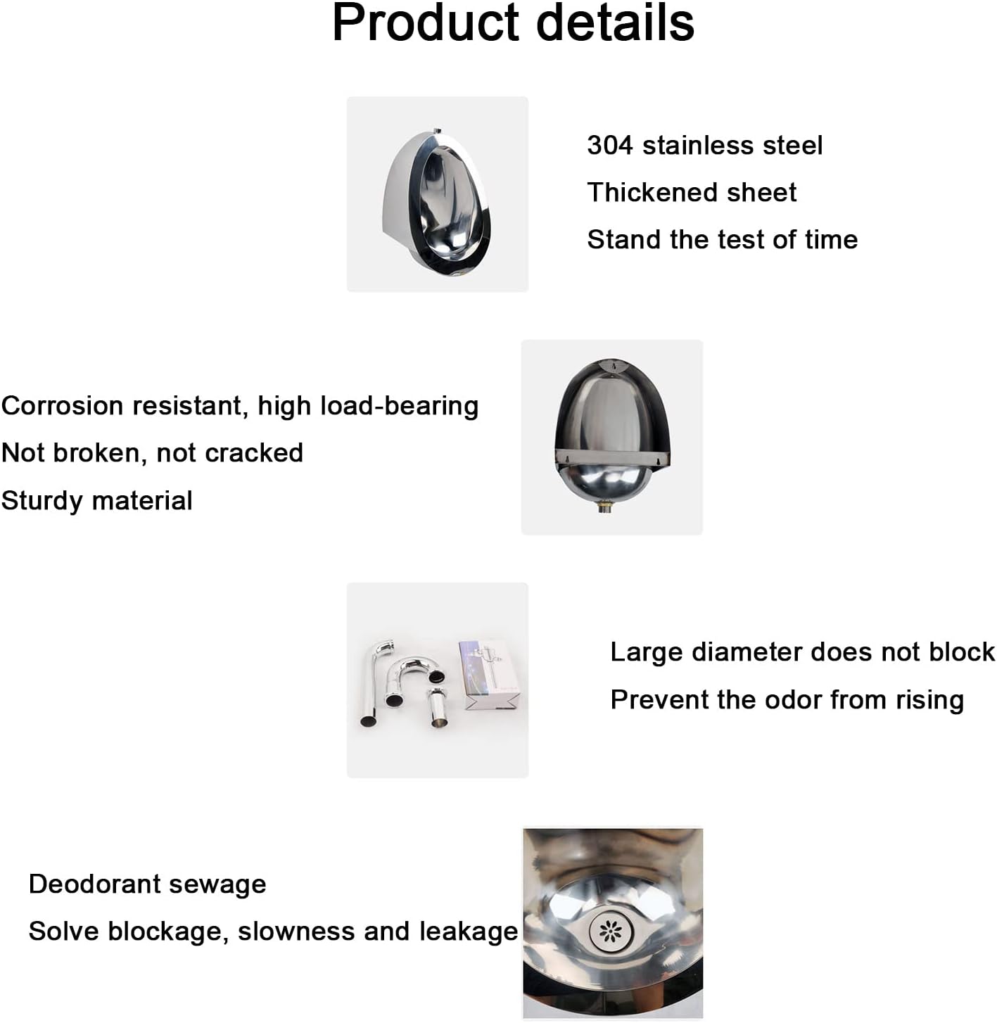Wall-Mounted Automatic Flushing Urinal, Commercial bathroom urinal funnel toilet, 304 Stainless Steel Urinal Men's Induction Vertical Toilet urinals, Used in bars, hotels(urinal + manual flush valv)