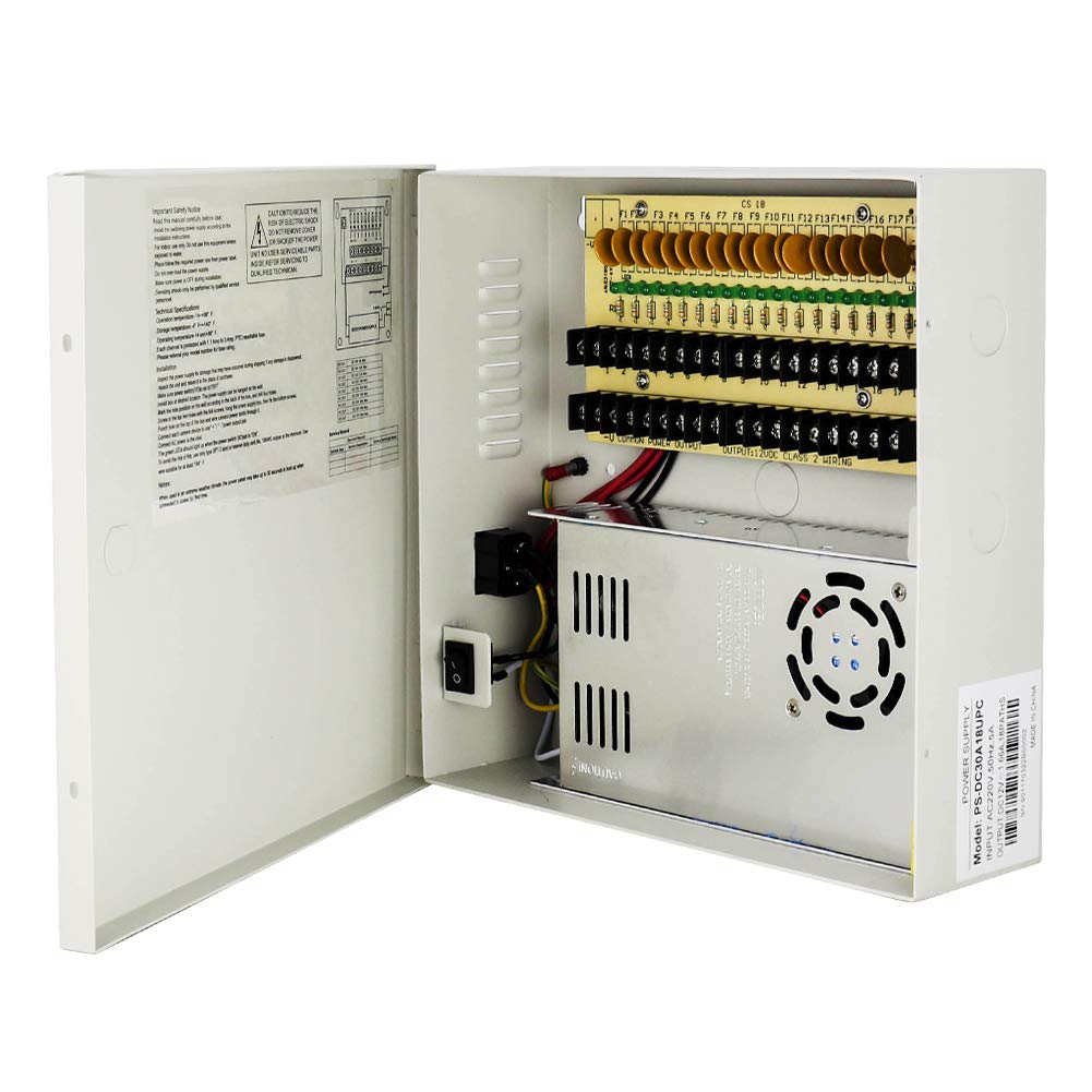 CCTV Power Supply 18CH Channel Port Box, CENTROPOWER Distributed Power Supply Output 12V DC for CCTV
