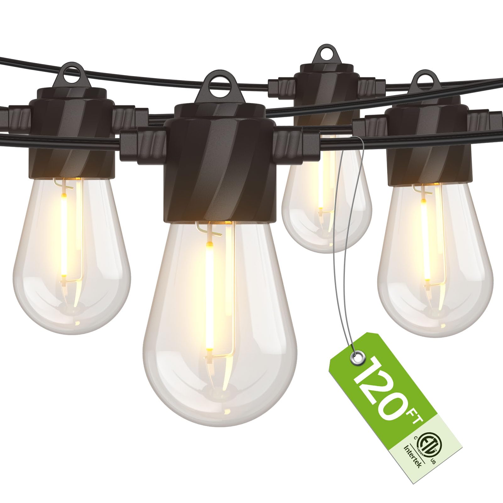 XMCOSY+ 120Ft Outdoor String Lights Waterproof Patio Lights with 40+2