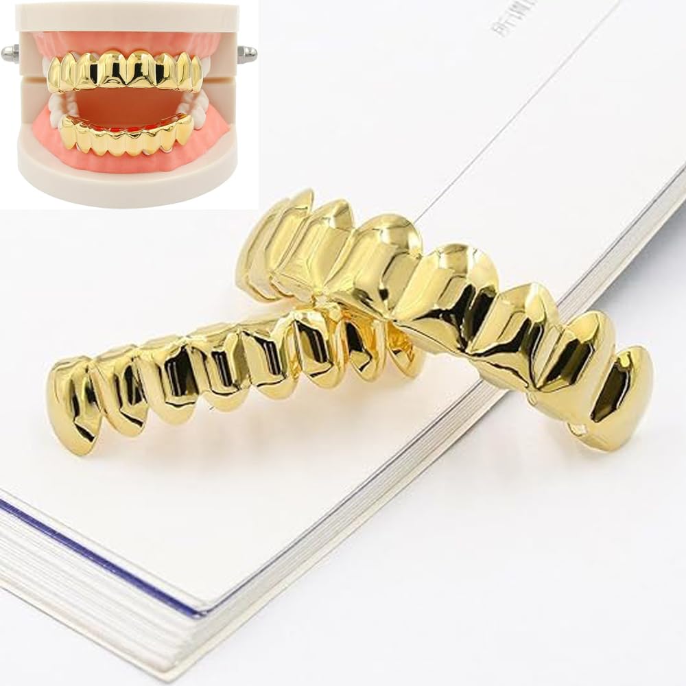 SSyang Hip Hop Dental Grills for Mouth Braces Decoration, one size, copper, Copper, Golden 222, as the picture shows - Image 3