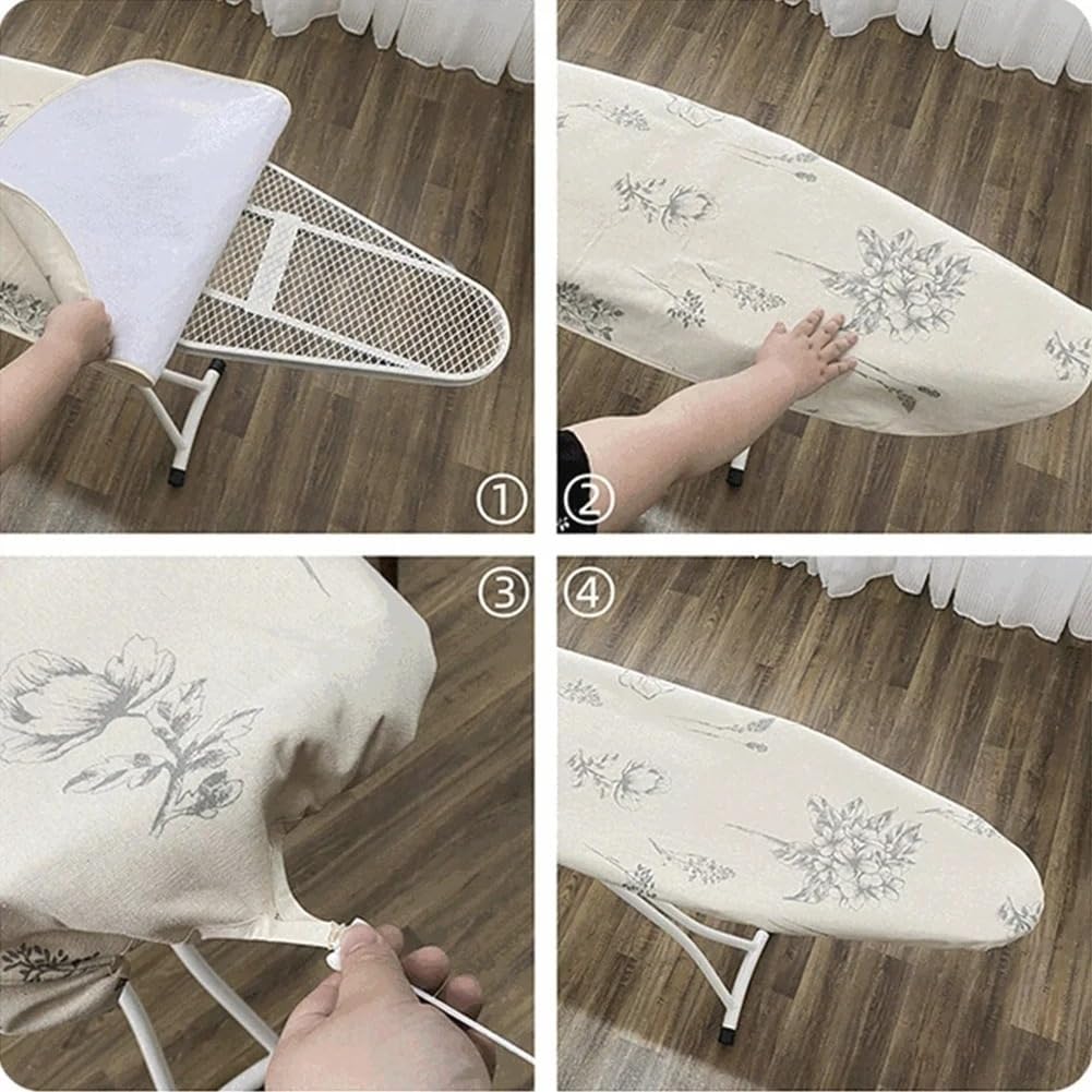 Printed Ironing Board Cover with Drawstring Tightening, 19x55inch Stretchable Iron Board Protective Cover Easy to Install(Blue Rose)