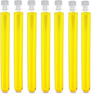 16x150mm Test Tubes and Caps, Polystyrene, Round BTM, 20ml Vol, Neon Yellow, Karter Scientific 400C1 (Case of 1000)
