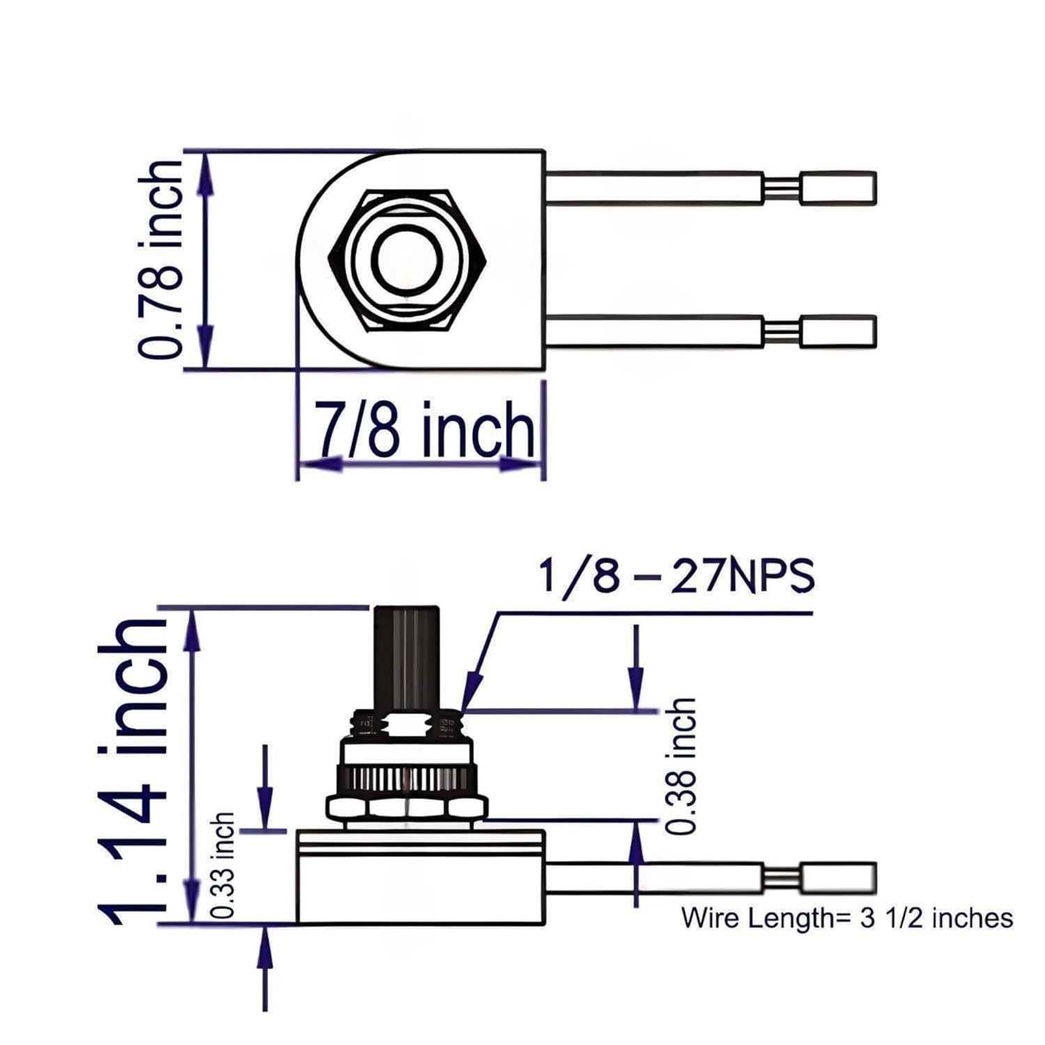 Rotary Lamp Switch ON-Off Repair Kit Replacement Compatible with Zing Ear ZE-106B 2 Wire 3A250VAC 6A125VAC Light Controller for Table Lamps, Floor Torchiere Pole Lamps and Canopy Lights