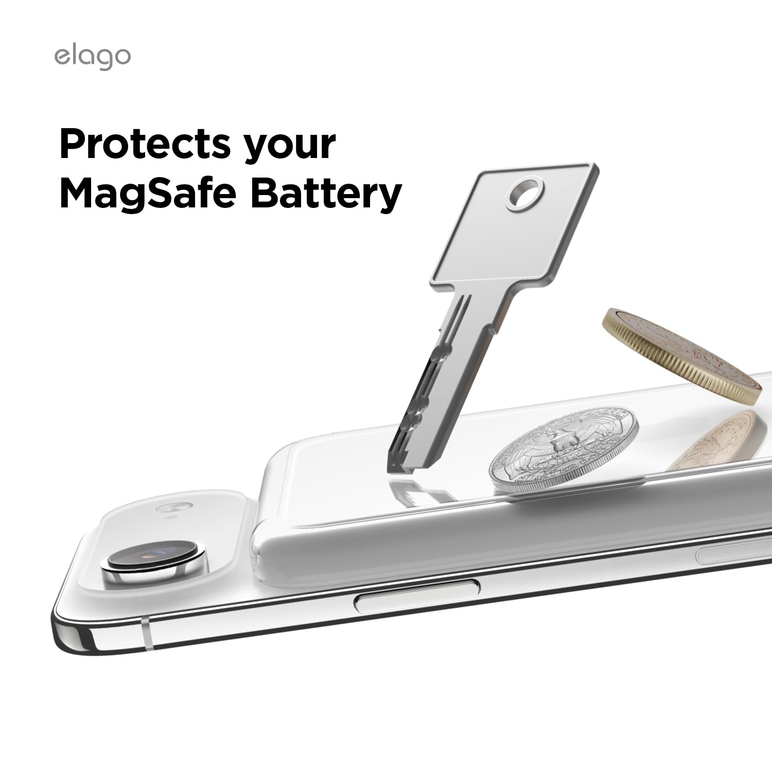 elago Custodia Ibrida Trasparente Compatibile con MagSafe Battery Pack per iPhone Air – Cover Protettiva, Antigiallo, Tecnologia Ibrida PC + TPU, Cristallo Chiaro, Resistente agli urti (Trasparente)