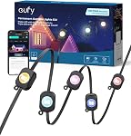 Lumières extérieures permanentes eufy E22, 100 pi avec 60 lumières triple LED, RGBWW intelligent pour Noël, quotidien et vacances, jusqu'à étanchéité IP67, thèmes lumineux AI pour décorations de Noël, fonctionne avec les caméras eufy