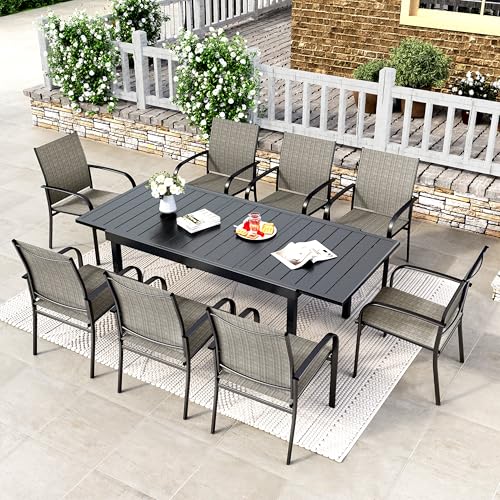 Image of HERA'S HOUSE Outdoor Expandable Table for 6-8, Large Metal Dining Table