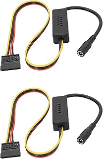 dissot 2X Cable de Fuente de Alimentación DC 5525 A Disco Duro SATA Cable de CC 12 V A Disco Duro SATA con Regulador de Voltaje Reductor