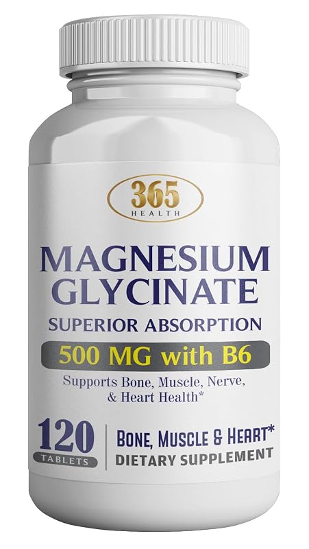 HEALTH LFE Glicinato de magnésio 500 mg por comprimido com vitamina B6, 120 comprimidos vegetarianos