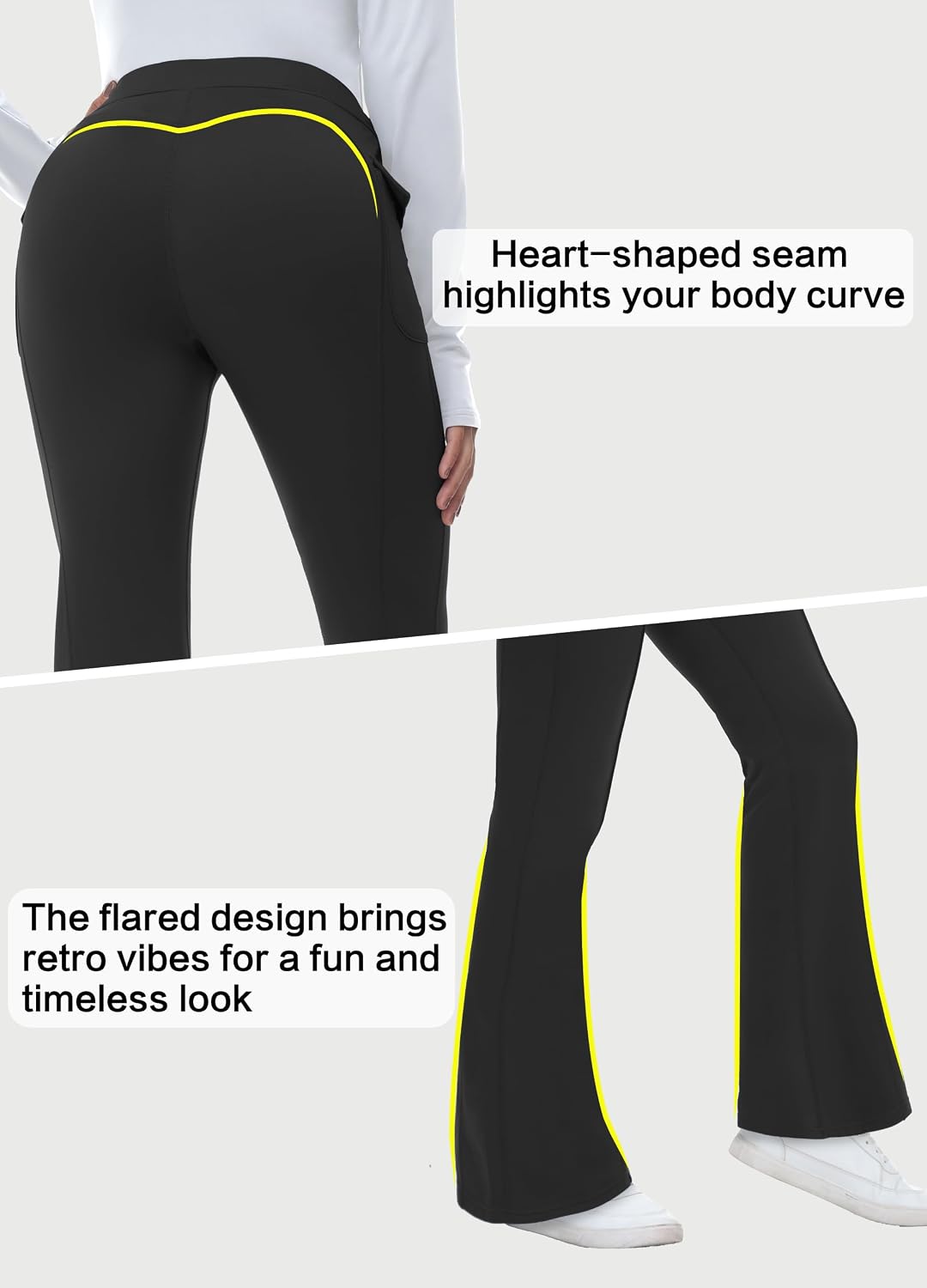 MIVEI Women's Fleece Lined Pants Winter Warm Leggings Water Resistant Flare Bootcut Hiking Thermal Outdoor Cargo Pockets