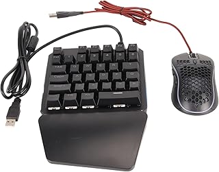 One Handed RGB Gaming Keyboard and Mouse Combo, Portable Gaming Keyboard, Professional Gaming Mouse, Half Keyboard Gaming Set for Android Harmony iOS