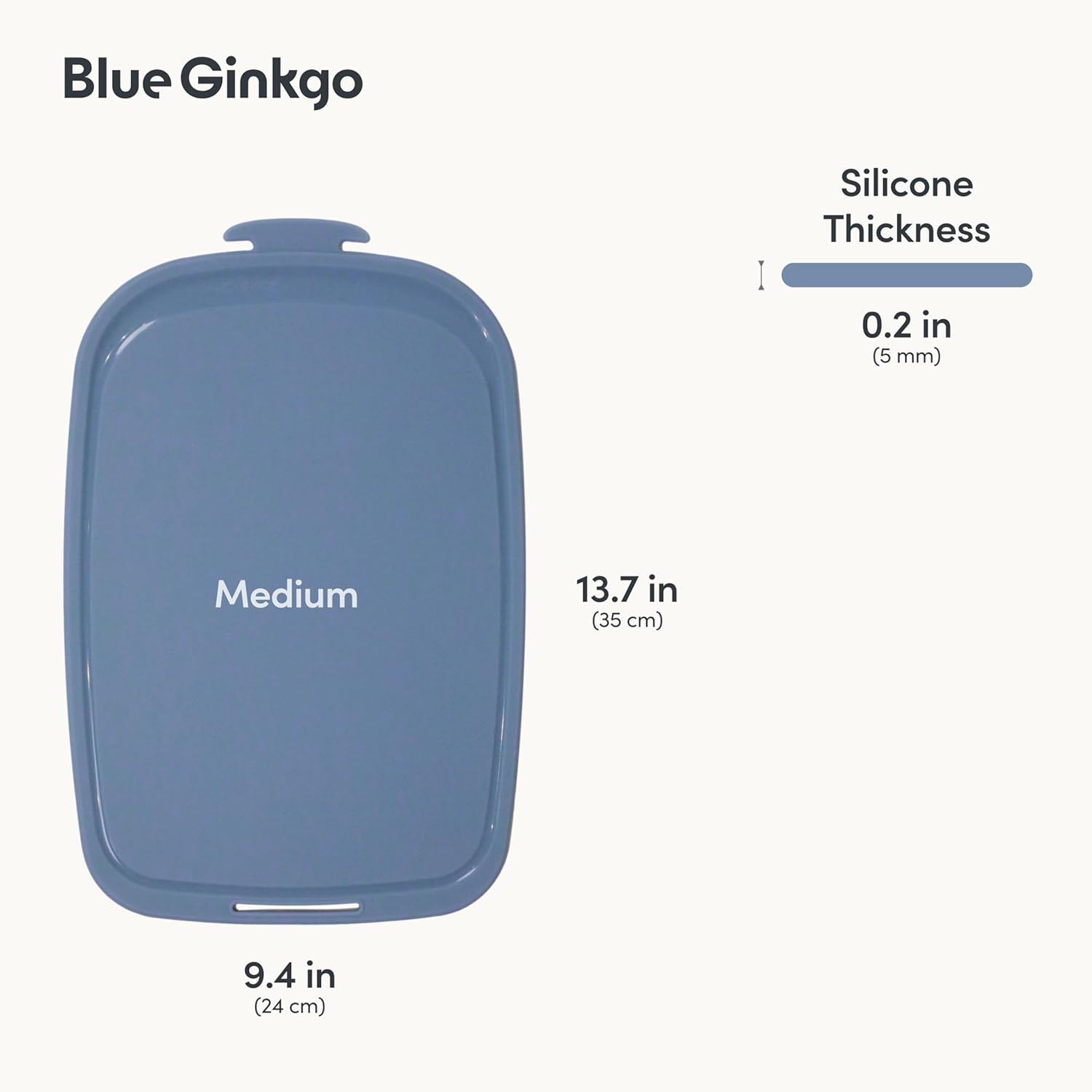 Blue Ginkgo Silicone Cutting Board – Medium – Double-Sided, Thick, Flexible, Non-Slip, BPA Free – Juice Grooves, Dishwasher Safe (Made in Korea, Blue)