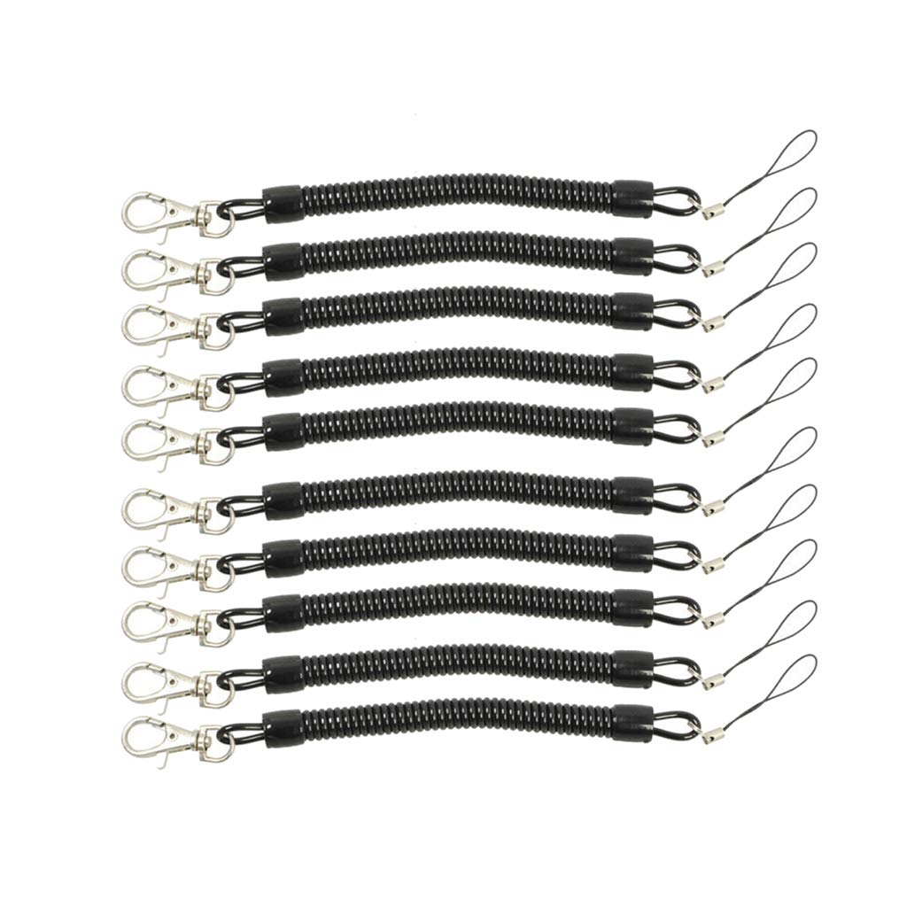 NEWFT 10pcs Retractable Springs Keychain Lobster Clasp Keyring for Home