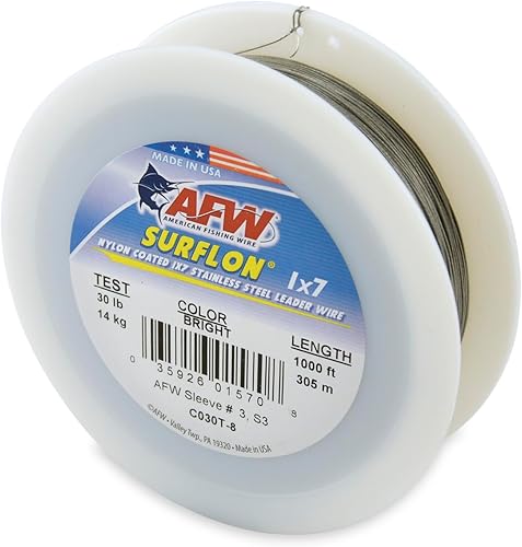 Miniatura 9 de American Fishing Wire Surflon Nylon Coated 1x7 Stainless Steel Leader Wire - Fishing Leader Line for Saltwater, 10lb Test - 250lb Test in Bright,