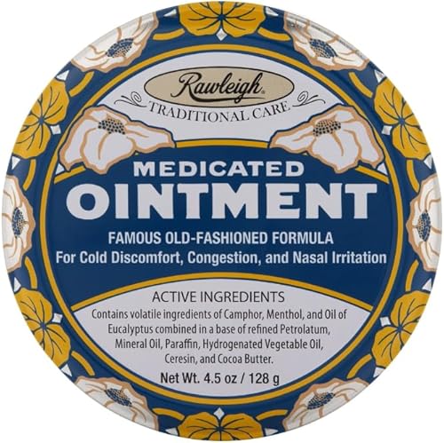 Rawleigh Ungüento Medicado: Lata Azul de 4.5 oz, Adultos y Niños: Bálsamo Tópico para el Pecho para Resfriado, Congestión Nasal, Dolores Menores