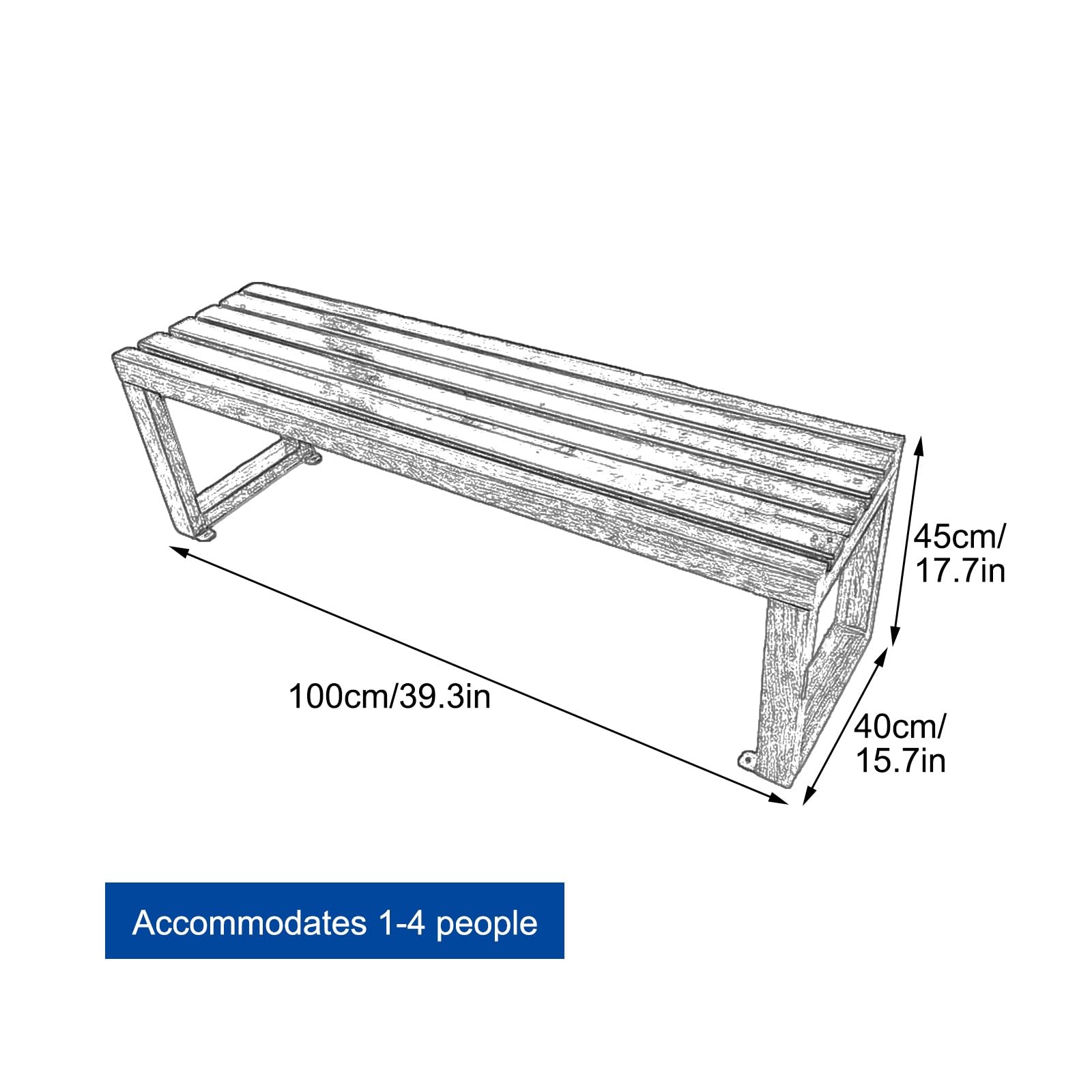 Gartenbank aus Holz, Sitzbank Outdoor Wetterfest, Balkonbank für 1-4 Personen, Geeignet für Hof Eingangsbereich Oder Balkon(White,100cm)