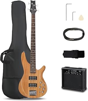 Ktaxon 4 String Electric Bass Guitar,Bass Guitar Kit-Upgraded Kit Natural