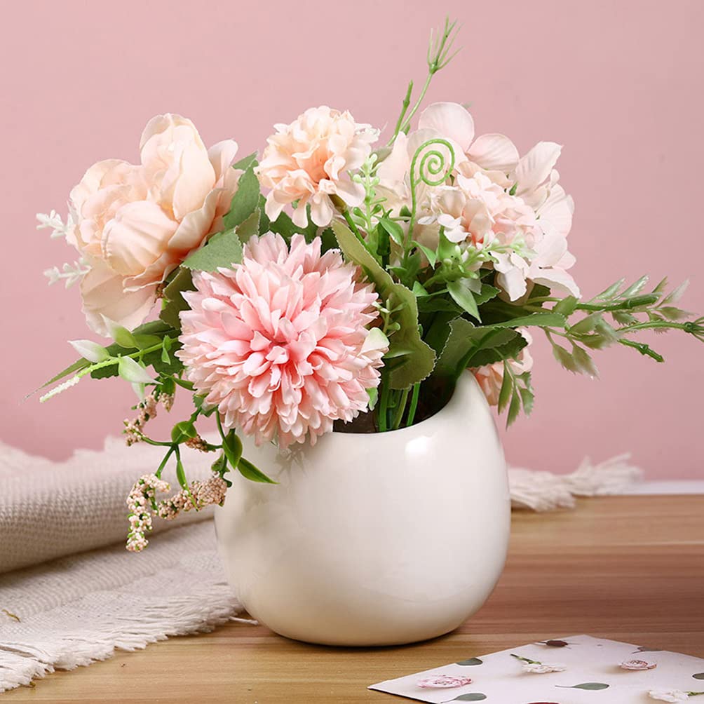 Białe ceramiczne doniczki ścienne, okrągłe wiszące uchwyty na rośliny, mini wazony ścienne do sukulentów, wewnętrzne donice cylindryczne, dekoracyjne dekoracje ścienne.